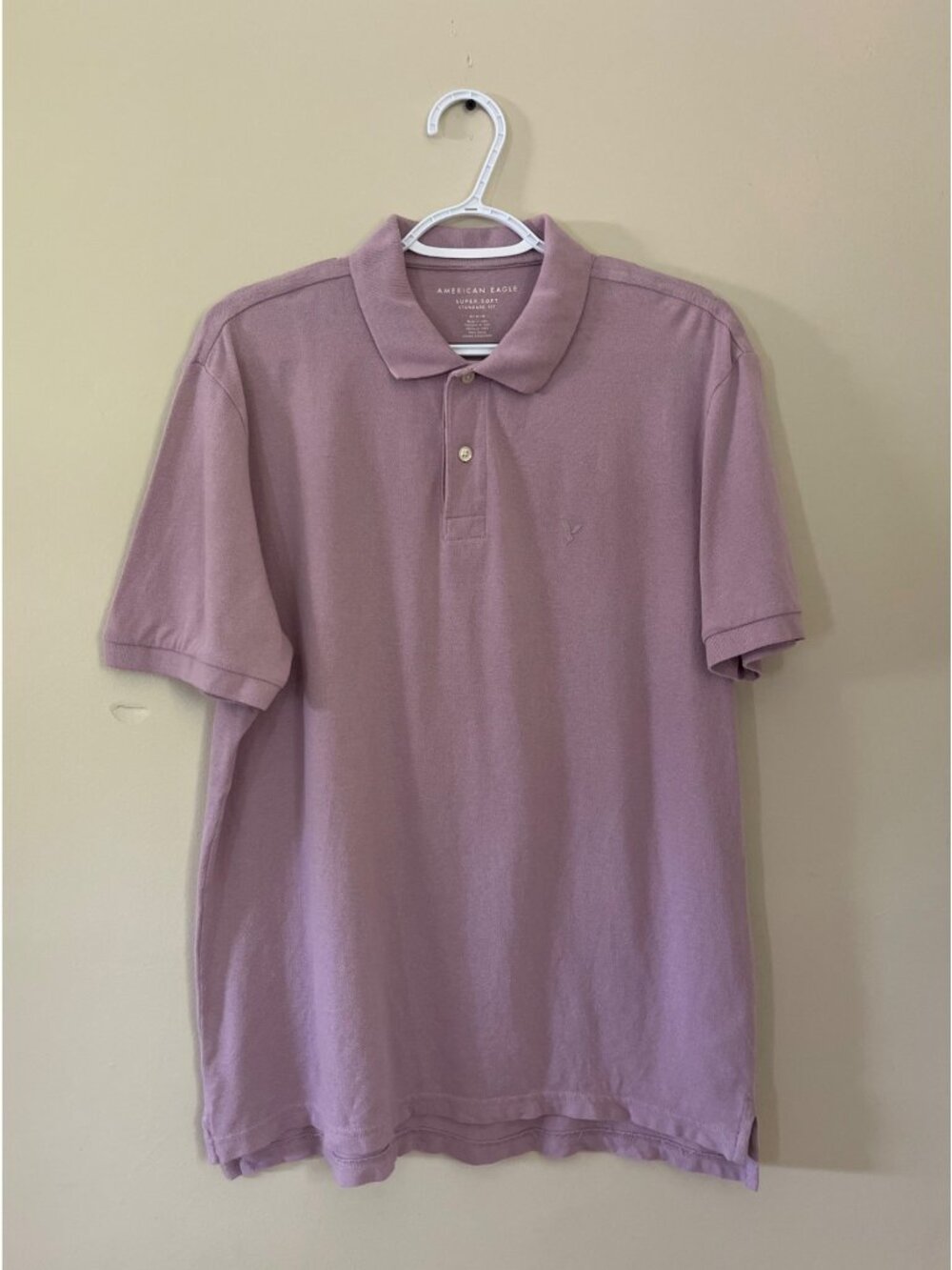 American Eagle Mens Medium Lavender Short Sleeve Polo Shirt Standard Fit